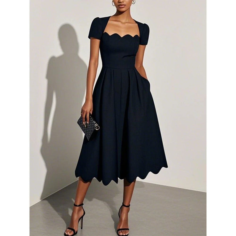 Elegantes Midikleid mit Karree-Ausschnitt für Frühling & Events