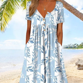 Elegantes Sommerkleid mit V-Ausschnitt Perfekt für Strandtage