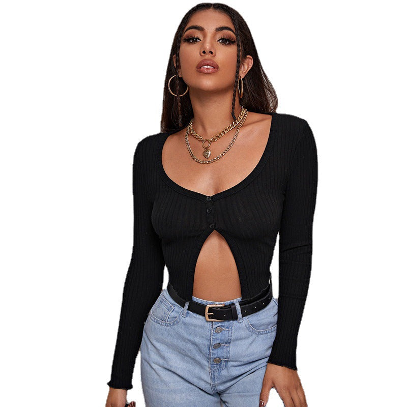 Elegantes Crop Cardigan Top Frühling Basic