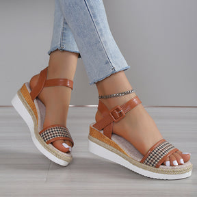 Elegante Hahnentritt-Sandaletten Perfekt für den Sommer
