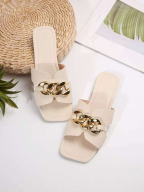 Elegante Damen-Slipper mit Kettenakzent für Alltag & Freizeit