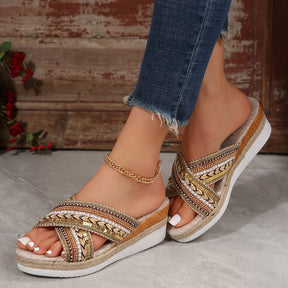 Ethno Wedge Sandalen Stilvolle Sommerschuhe für Frauen
