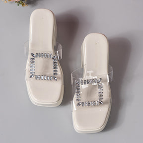 Glanzvolle High-Heel-Sandalen mit Strass für den Sommer