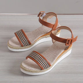 Elegante Hahnentritt-Sandaletten Perfekt für den Sommer