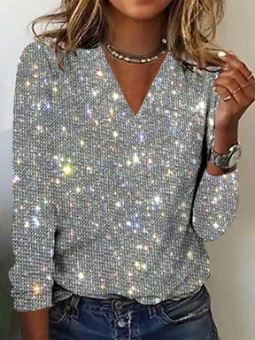 Gorgeous V-Neck Sequined Top - Funkelndes Highlight für den Frühling