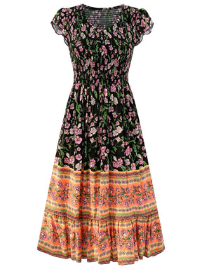 Blumen-Chic Sommerkleid Bohemian Stil für Strand & Alltag