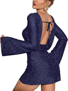 Elegantes Paillettenkleid mit langen Ärmeln für Events