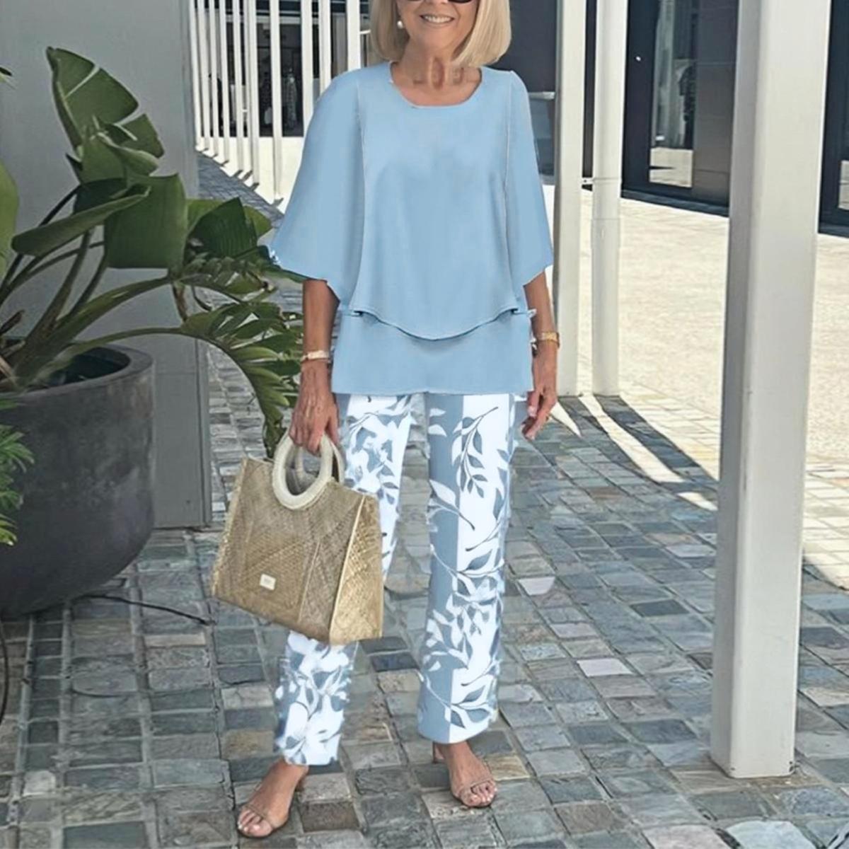 Frühlingshafter Zwei-Teiler in Blau für Alltag & Events