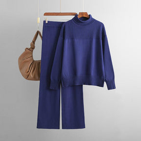 Elegantes Dunkelblaues Zweiteiler-Set für Frühlingsoutfits