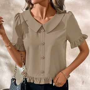 Klassisches Kurzarm Collared Top für Büro und Freizeit