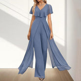 Chic Plain Short Sleeve Jumpsuit - Eleganter Frühlingsbegleiter mit Komfort