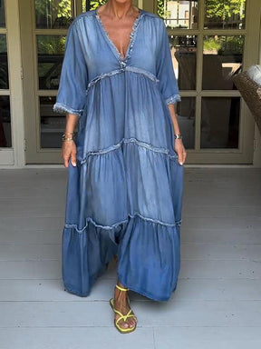 Fließendes Denim-Maxi-Kleid für Frühlingsanlässe