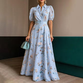 Elegantes Blumenkleid mit Kragen für Gartenpartys