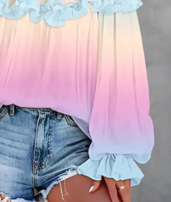 Sweet Multicolor Long Sleeve Top - Erfrischender Frühlingslook mit Tragekomfort