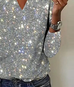 Gorgeous V-Neck Sequined Top - Funkelndes Highlight für den Frühling